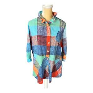 Terra SJ Apparel Patchwork Artsy Tunic Top with Wire Collar Size Medium